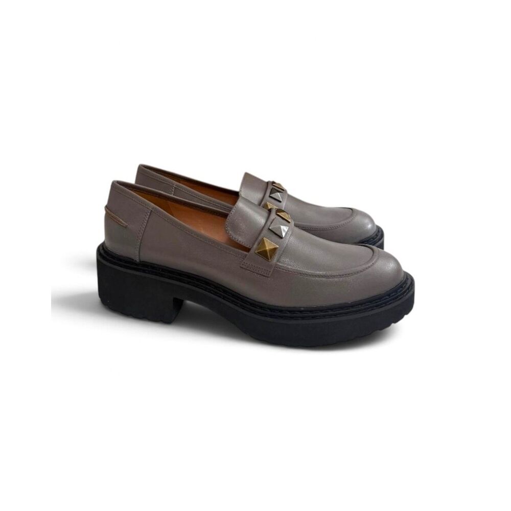 Linea Paolo Essex Platform Lug Sole Gray Leather Loafer, NEW! Size 11